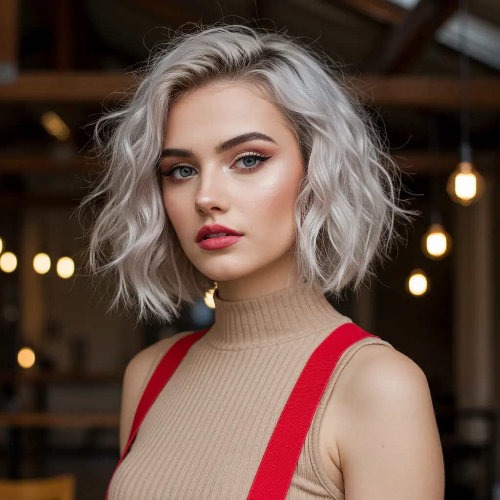 Dimensional Blonde Tousled Bob