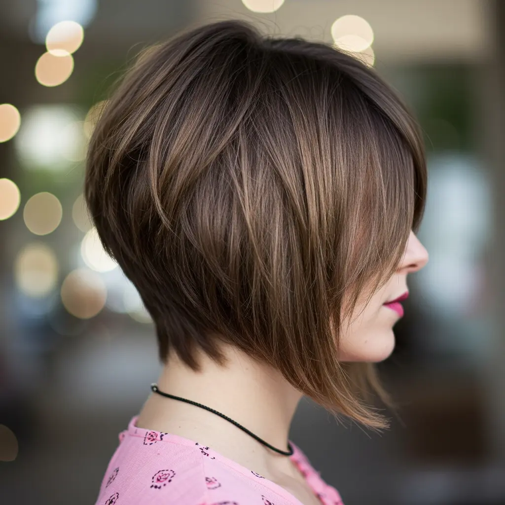 Short Stacked and Layered Inverted Bob