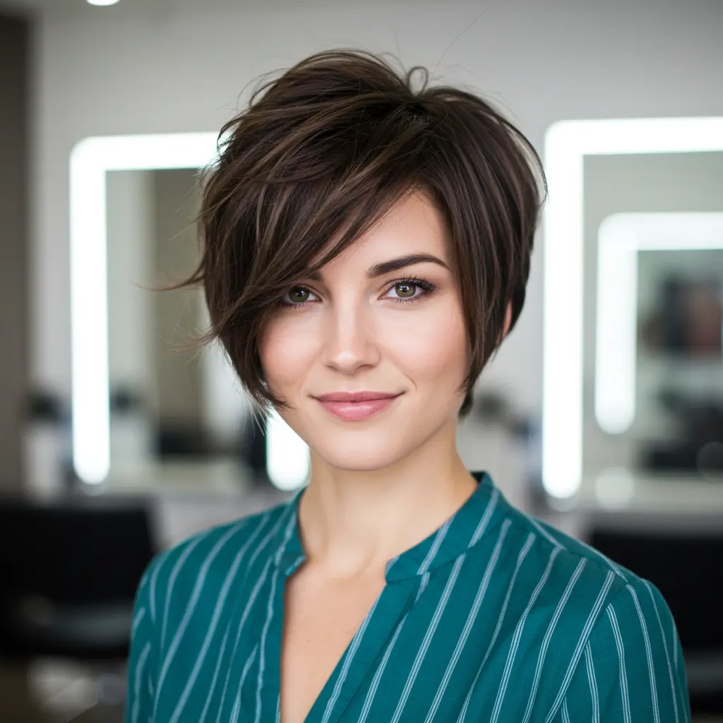 Shag Pixie Cut on Sleek Hair