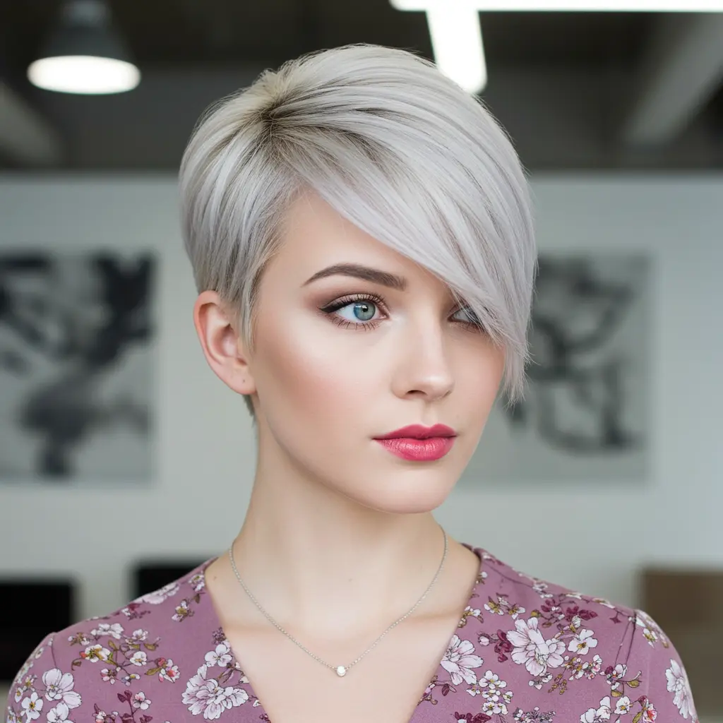 Sleek Blonde Asymmetrical Pixie