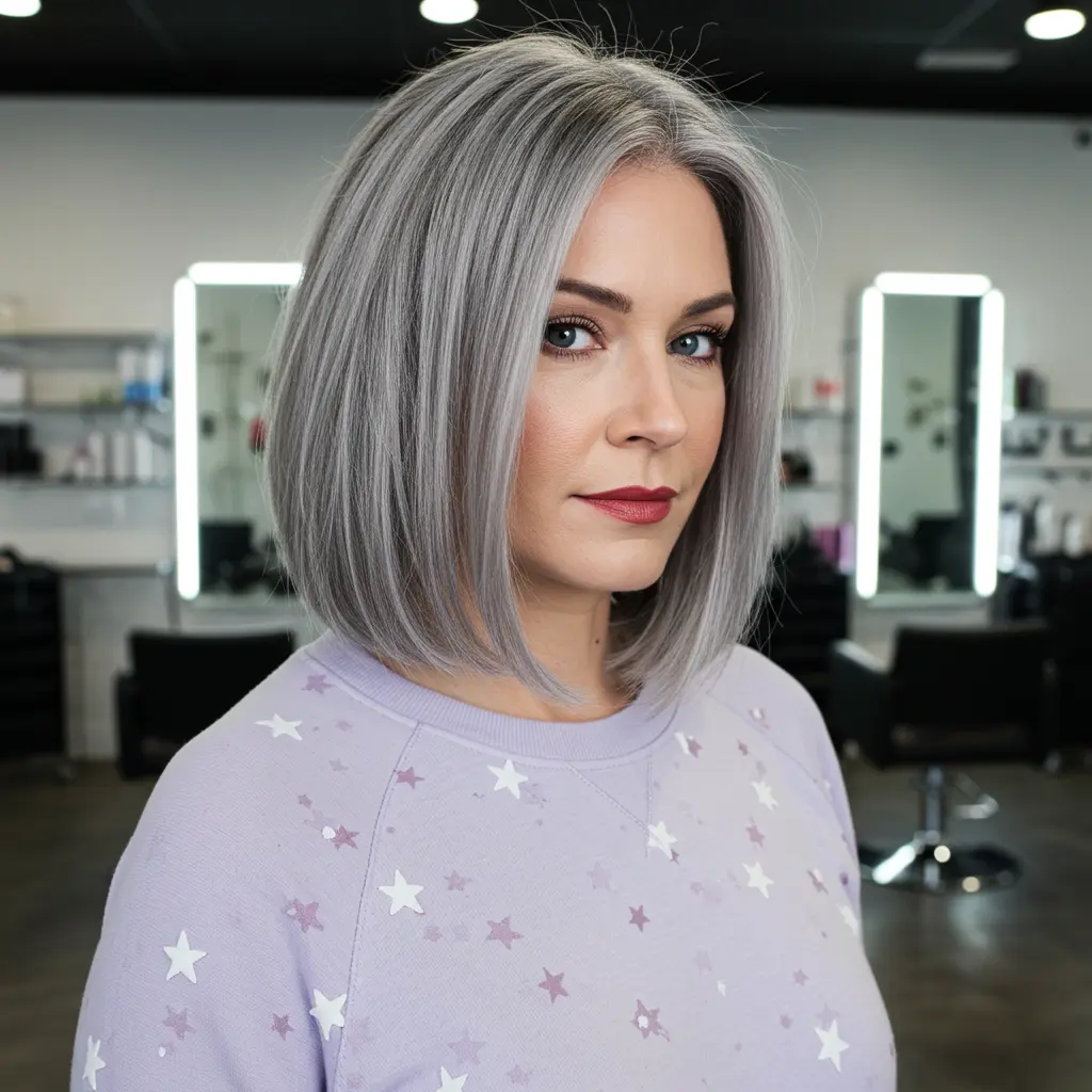 #10 Ash Grey Balayage on Shoulder Length Hair