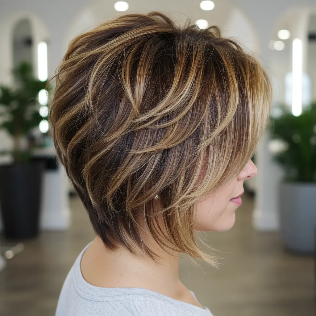 Light Brown Highlights on a Long Pixie