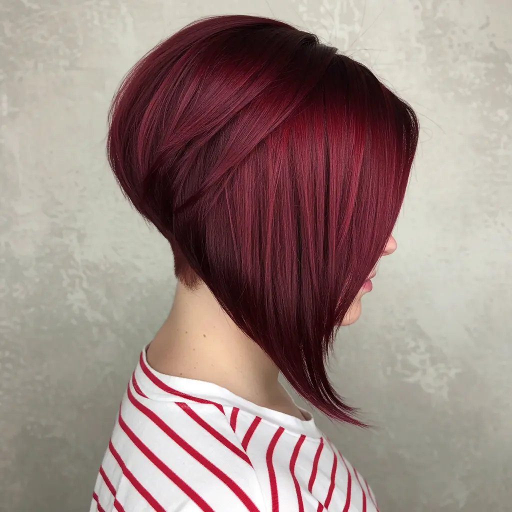 Deep Purple Sheen on Classic A-Line Bob