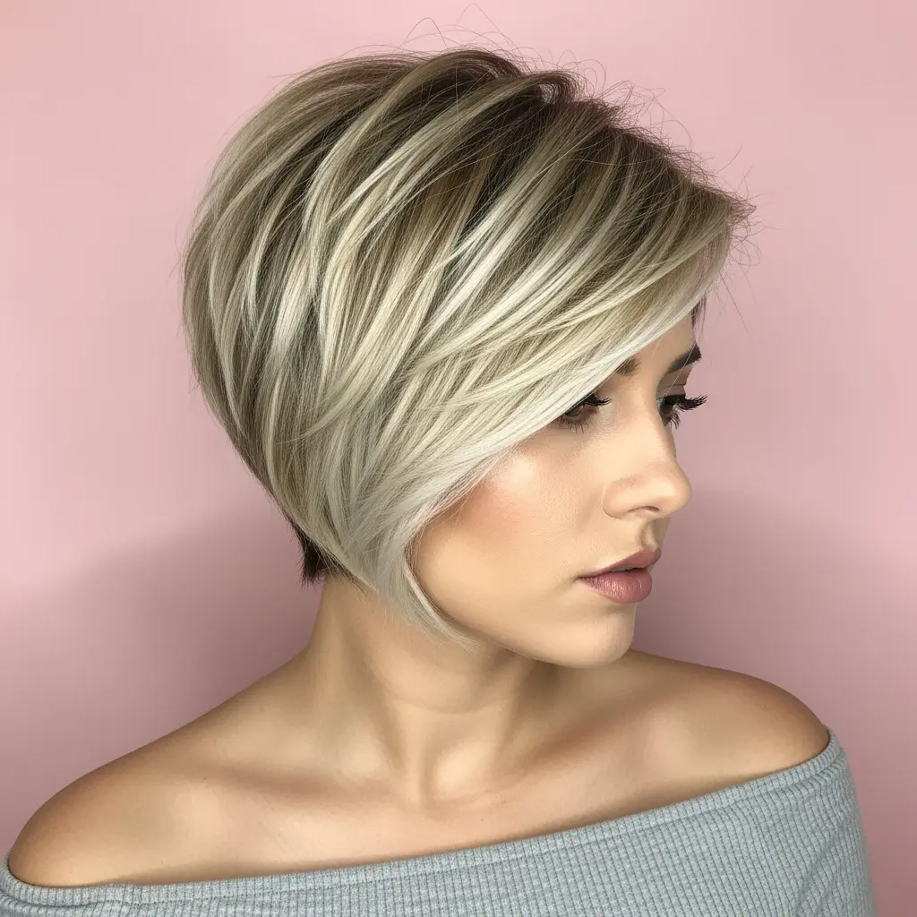 Blonde Balayage Long-Layered Pixie