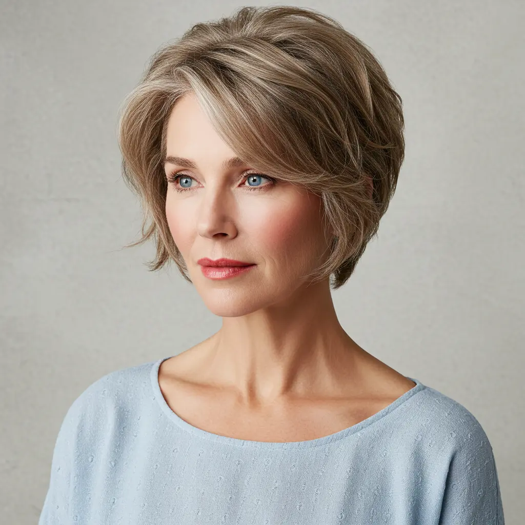 Wavy Pixie Bob Cut With Face Framing Ends