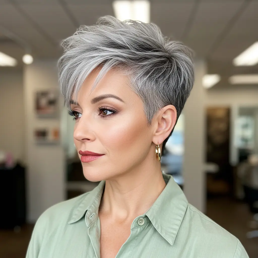 Pixie Cut Shaved Sides and Textured Crown