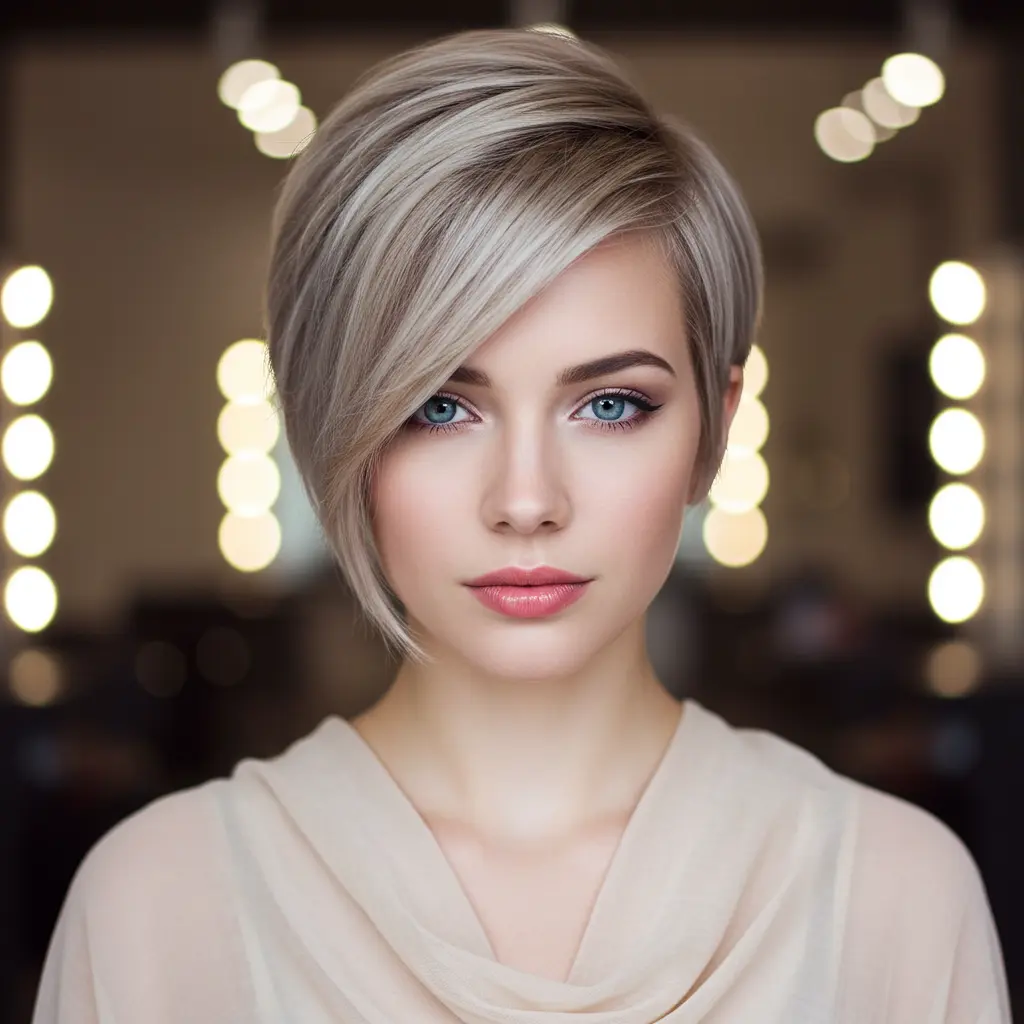 Elegant Side-Parted Long Pixie