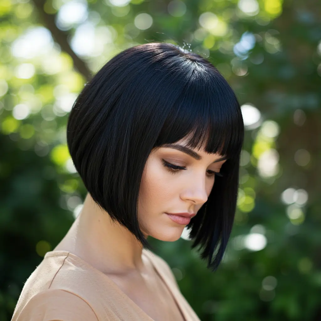 Futuristic A-Line Bob with Blunt Bangs