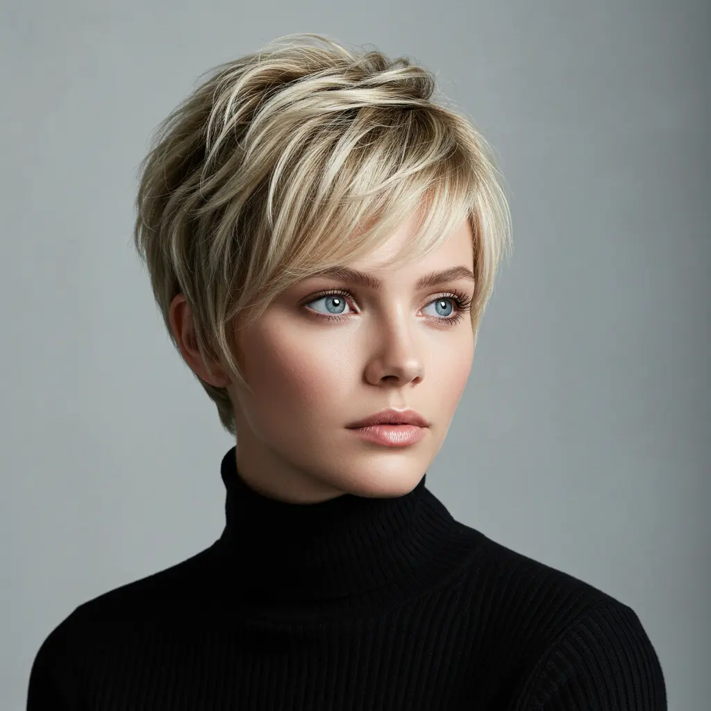 Chic Blonde Pixie with Layers