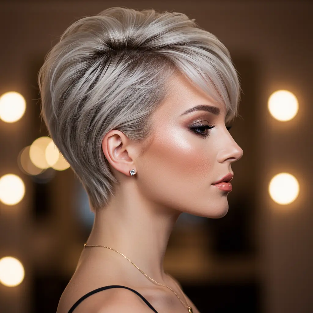Perfectly Layered Long Pixie with Sweeping Fringe