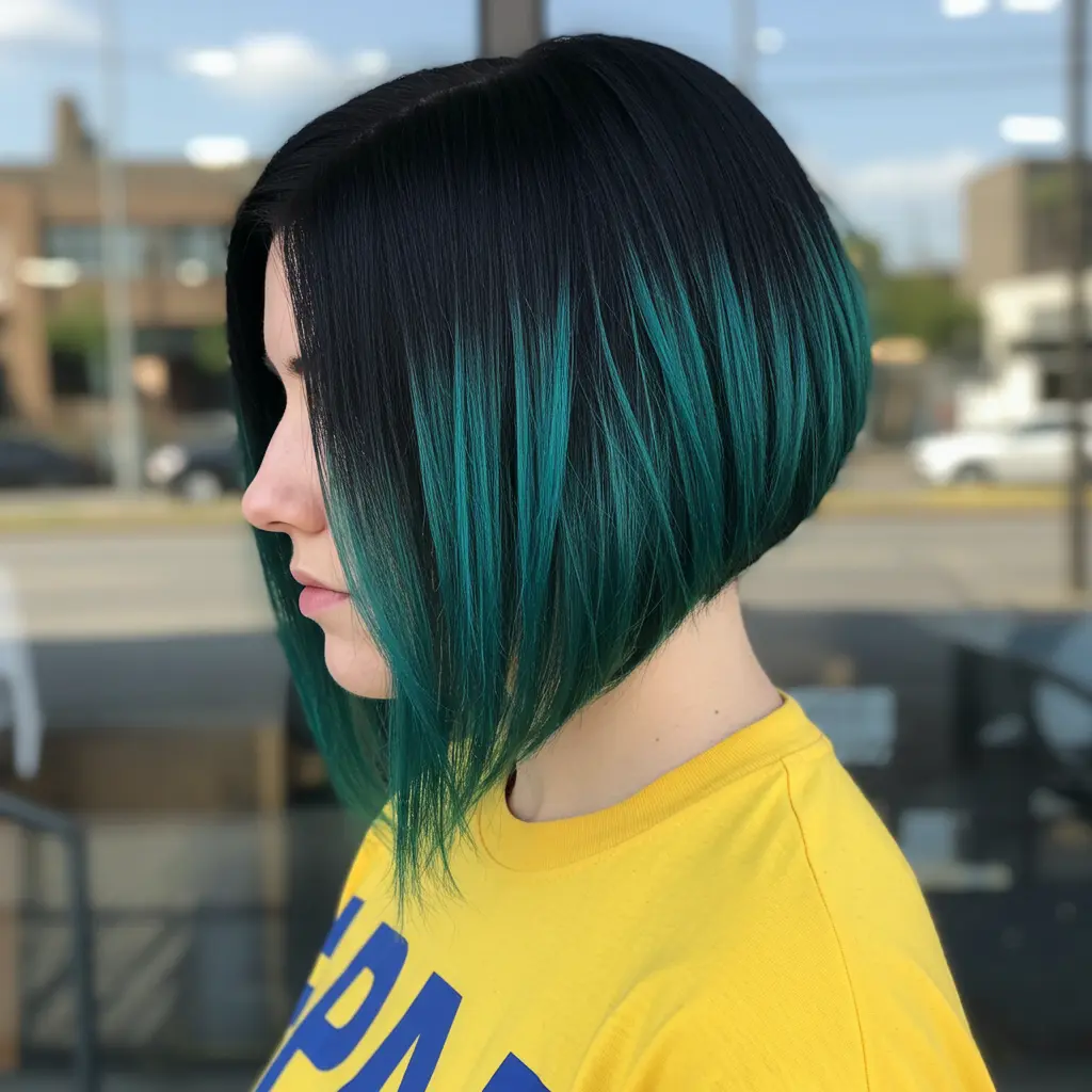 Stunning Black A-Line with Teal Highlights