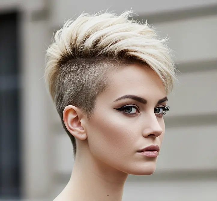 Short Edgy Blonde Pixie with an Undercut