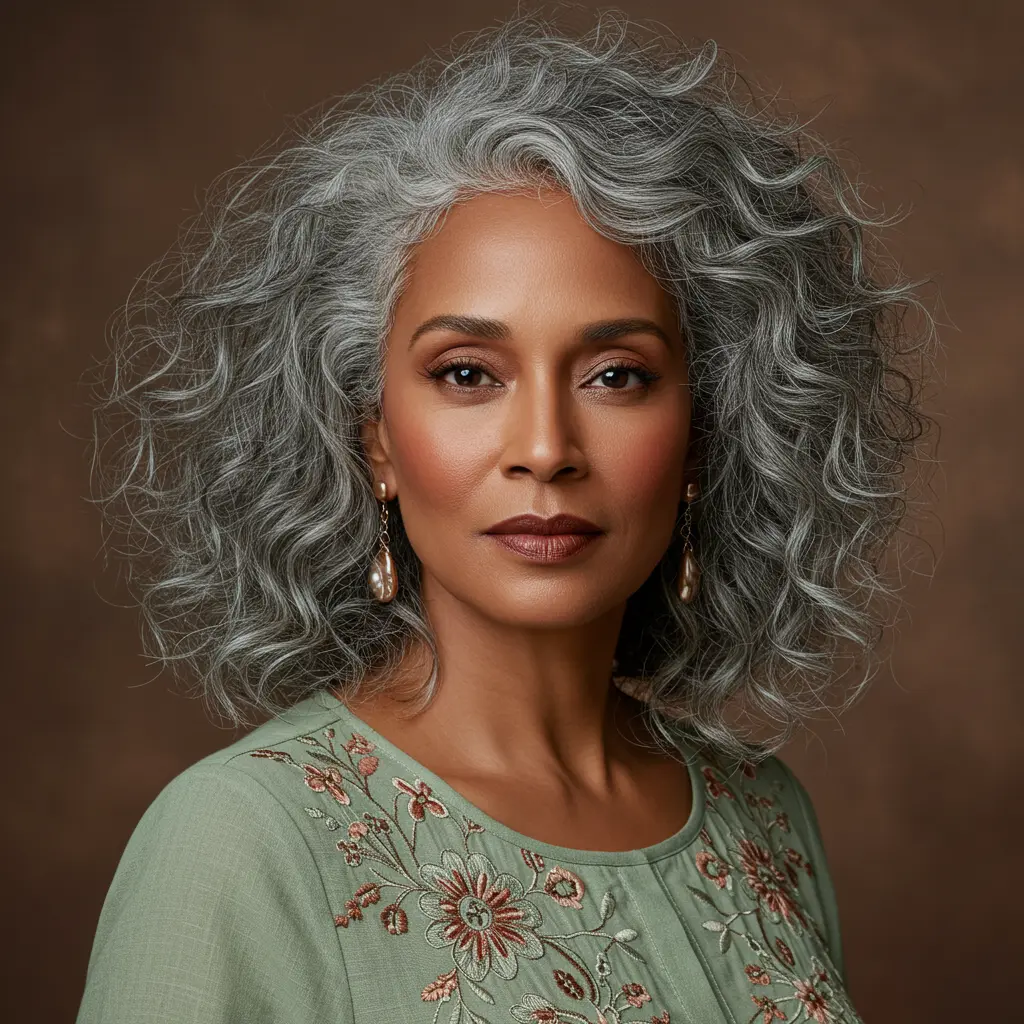 #18 Face Framing Curls With Seamless Curtain Bangs
