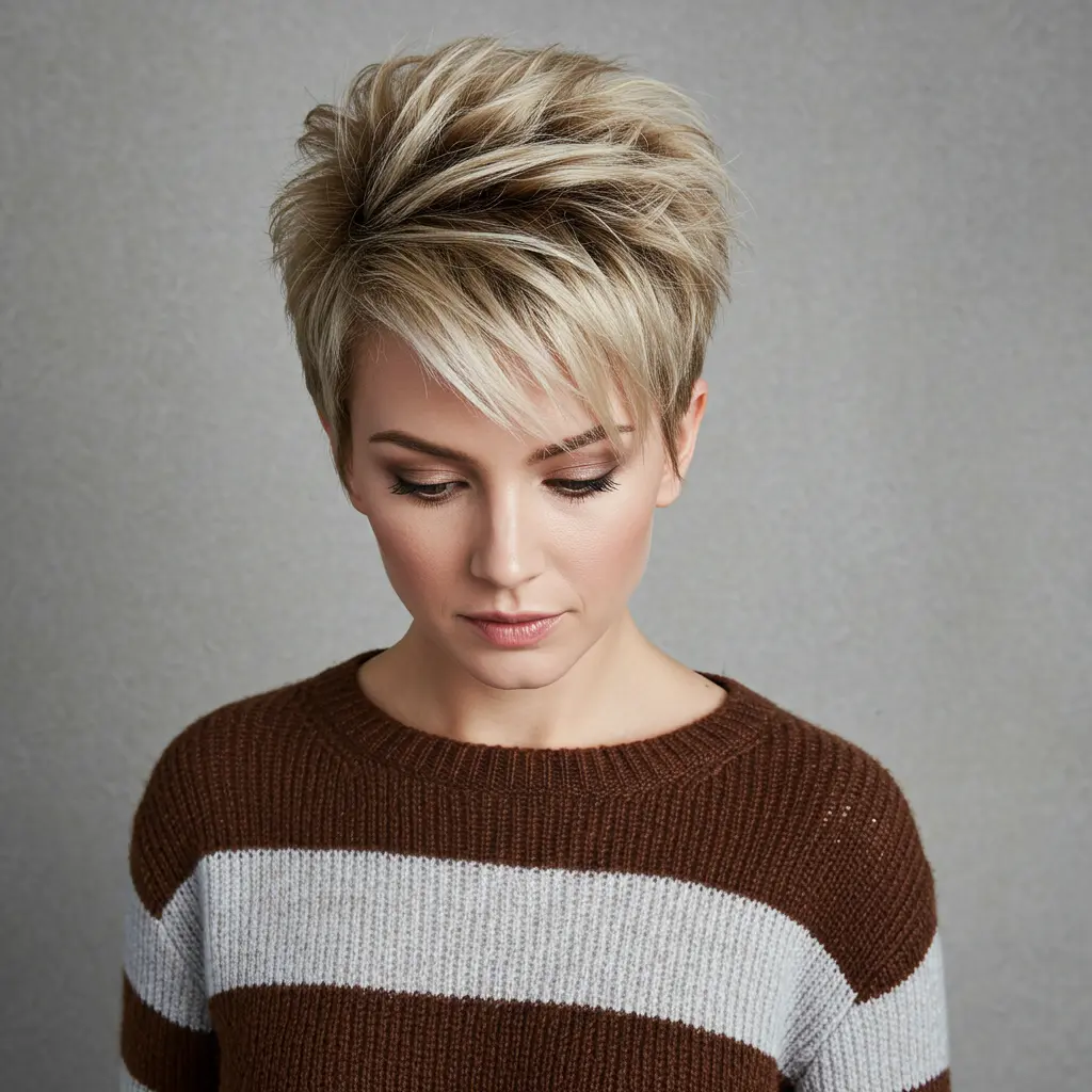 Light Copper Modern Spiky Pixie Cut