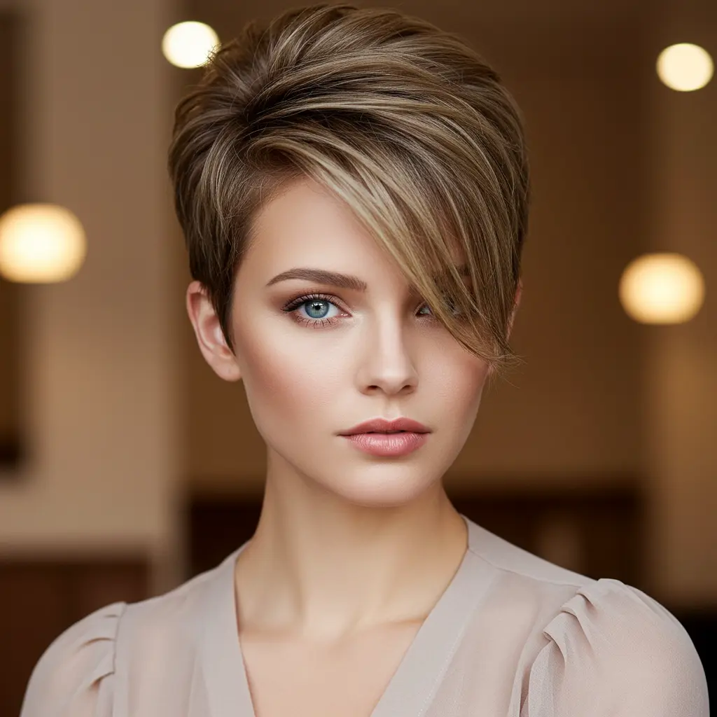 Edgy Long Pixie with Side Part