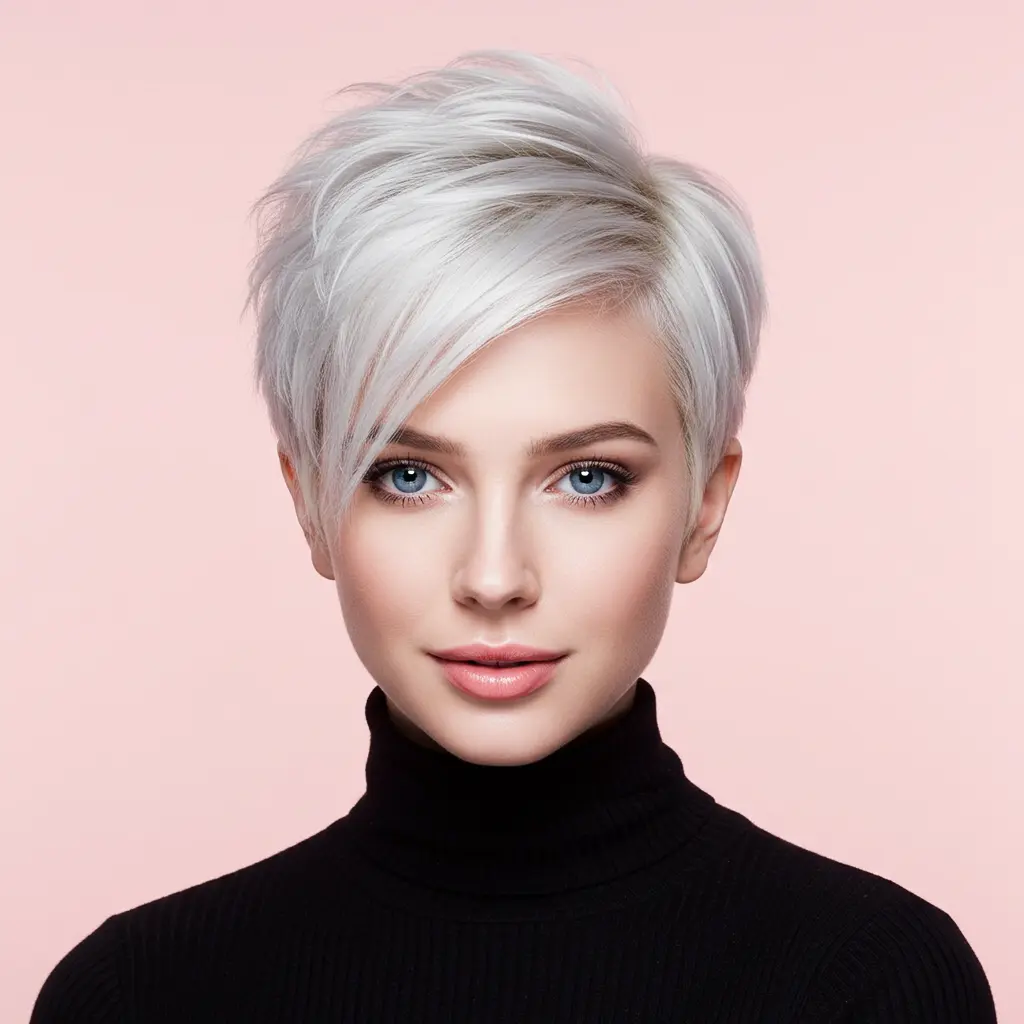White Blonde Asymmetric Pixie