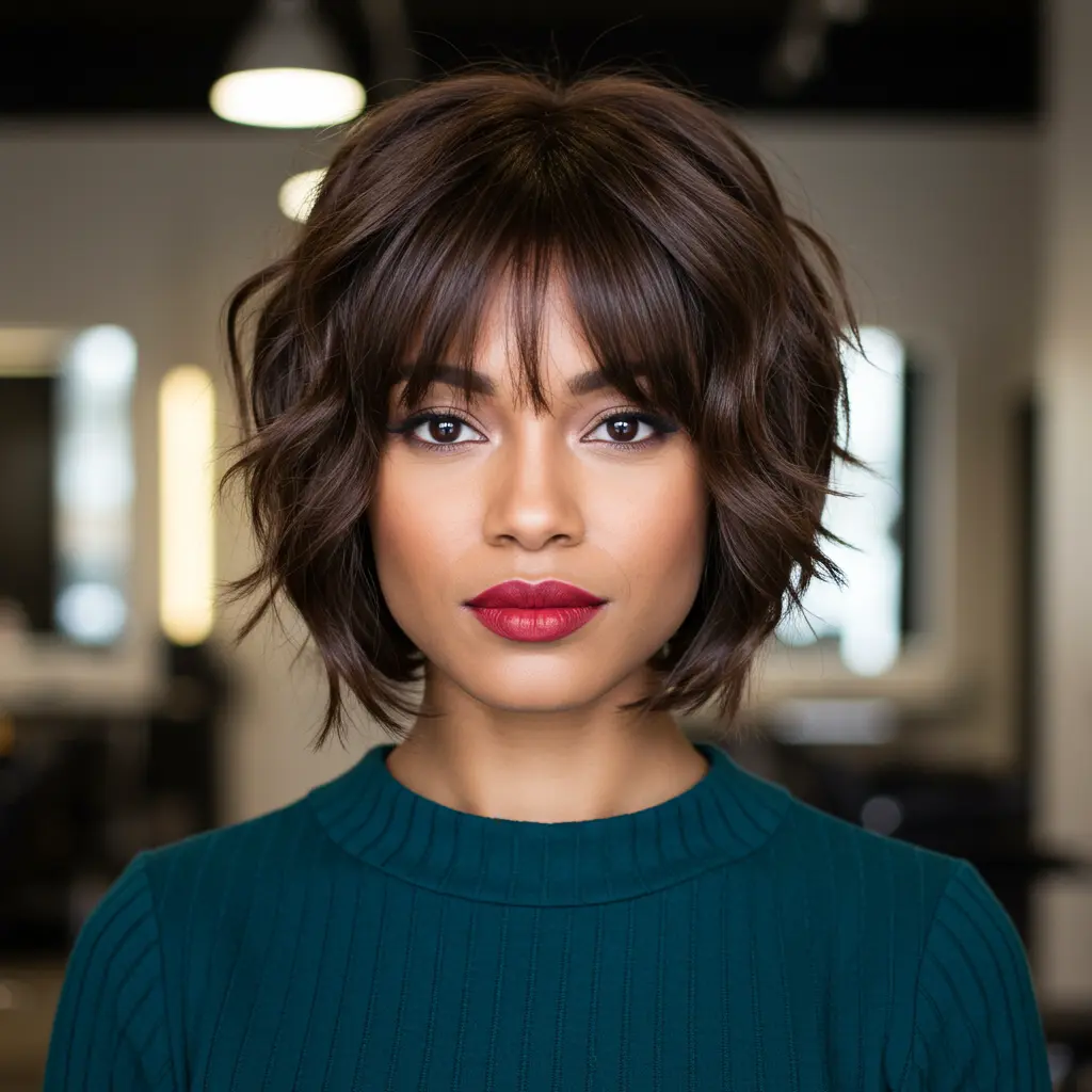 Long Wavy Pixie Cut With Bangs And Soft Layers