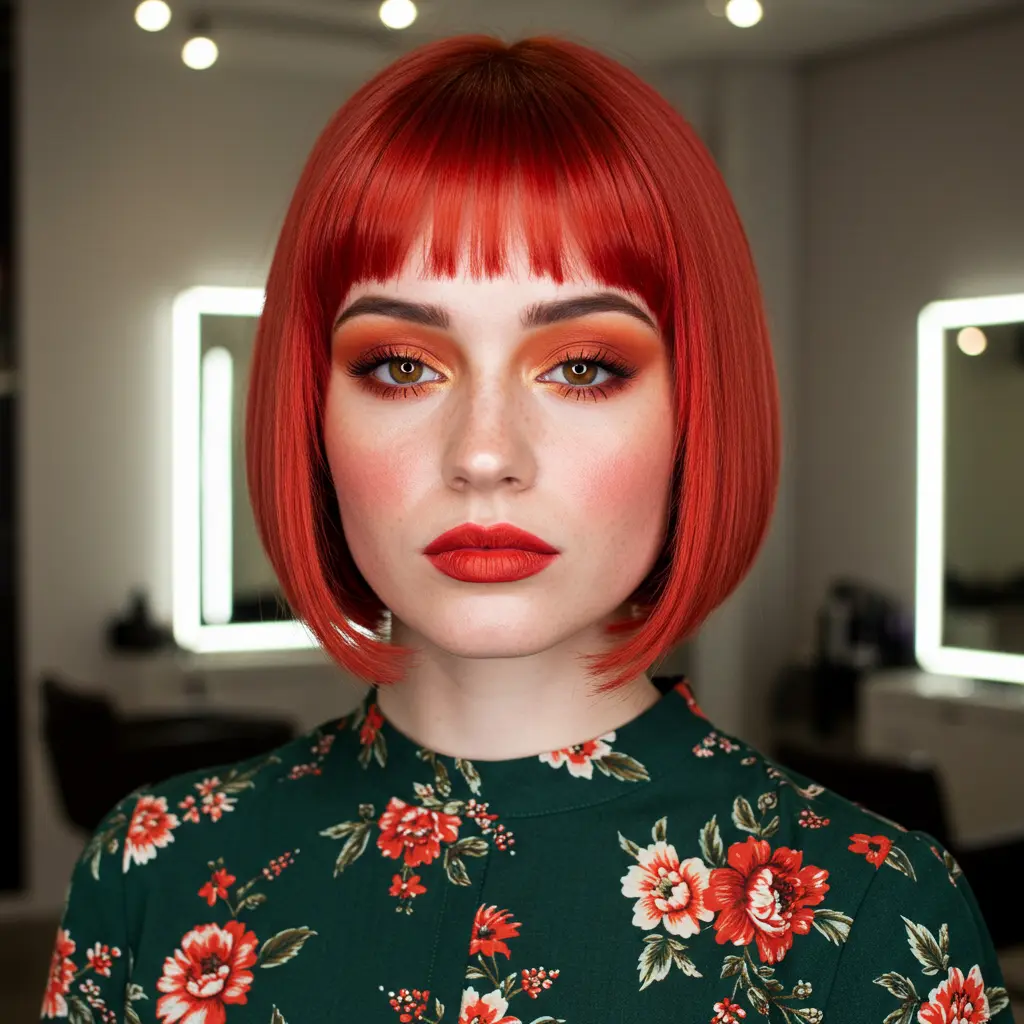 #3 Micro Bangs on Fiery Red Hair