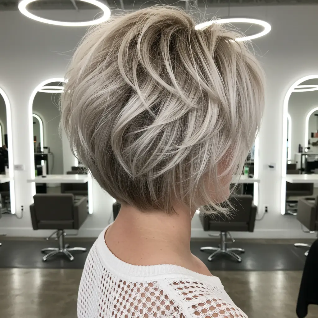 Layered Long Pixie with Platinum Highlights