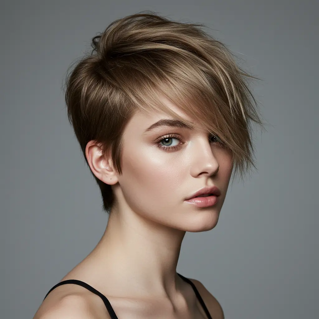 Razor Cut Pixie with Long Bangs