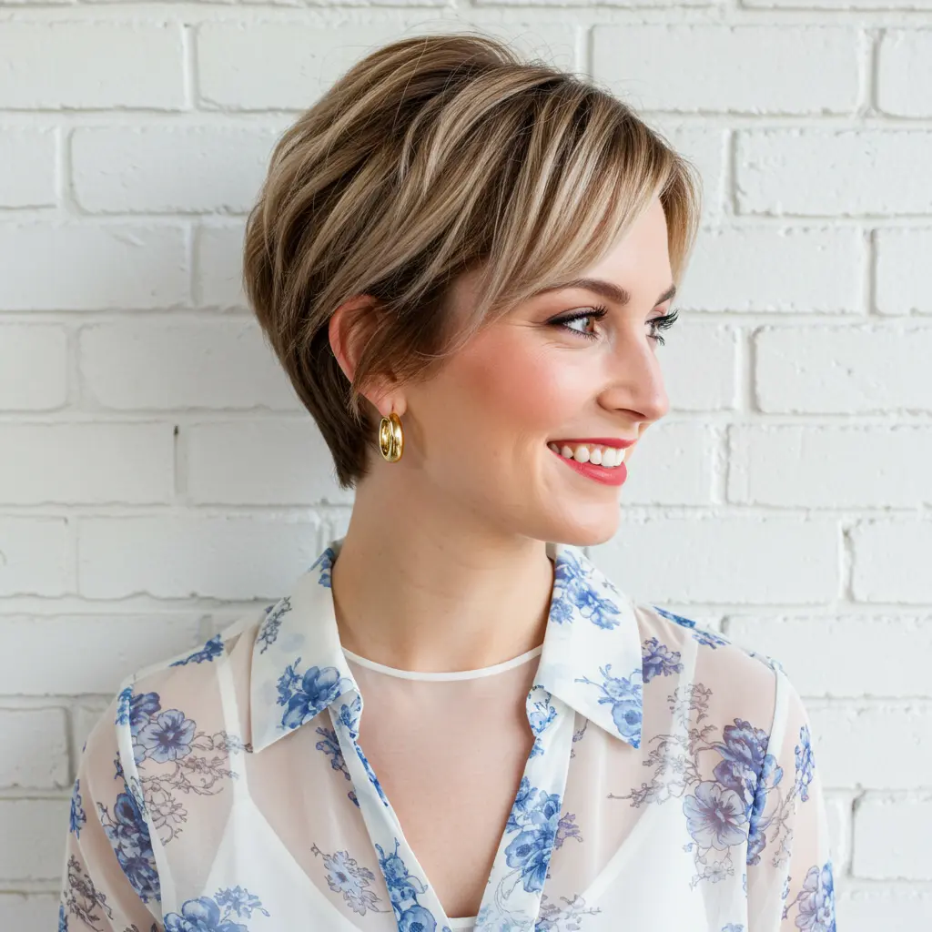 Curved Crown Pixie with Blended Sides