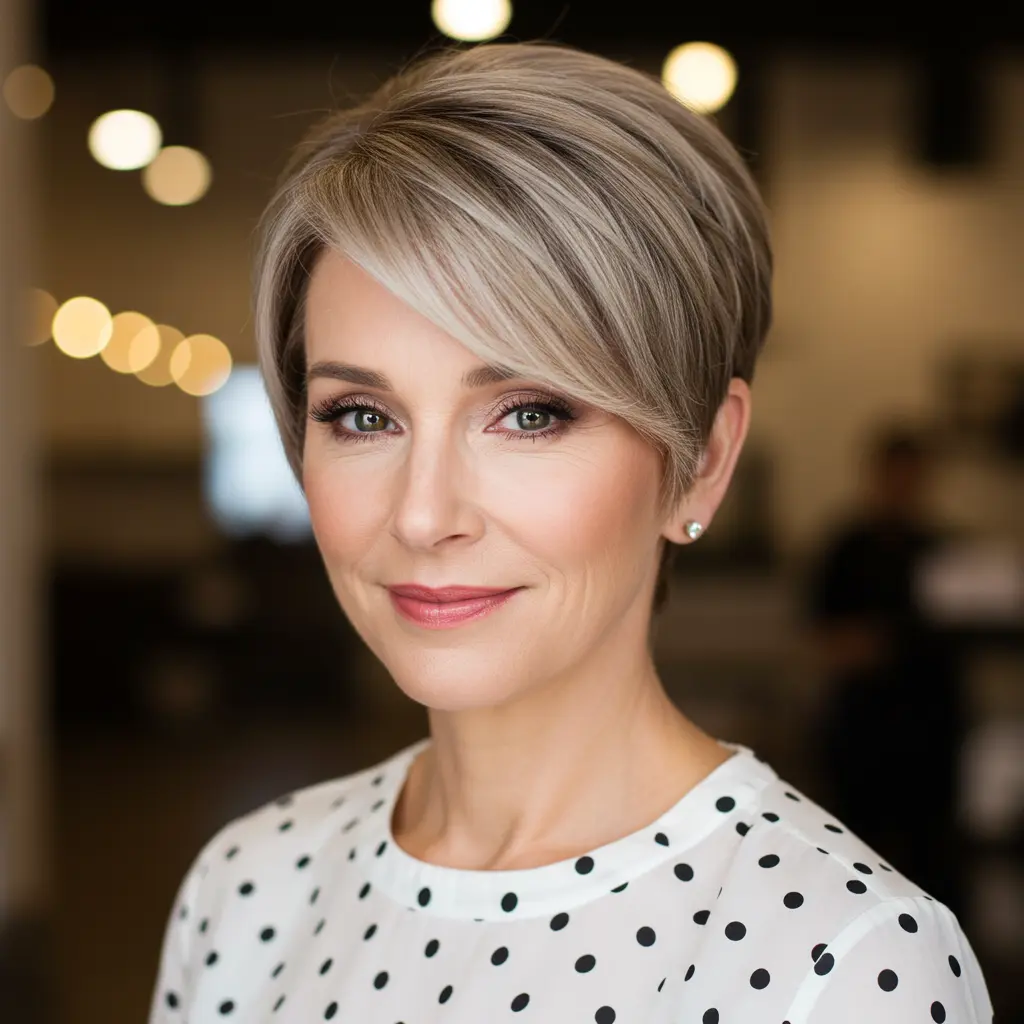 Sleek Polished Pixie with Defined Side Part