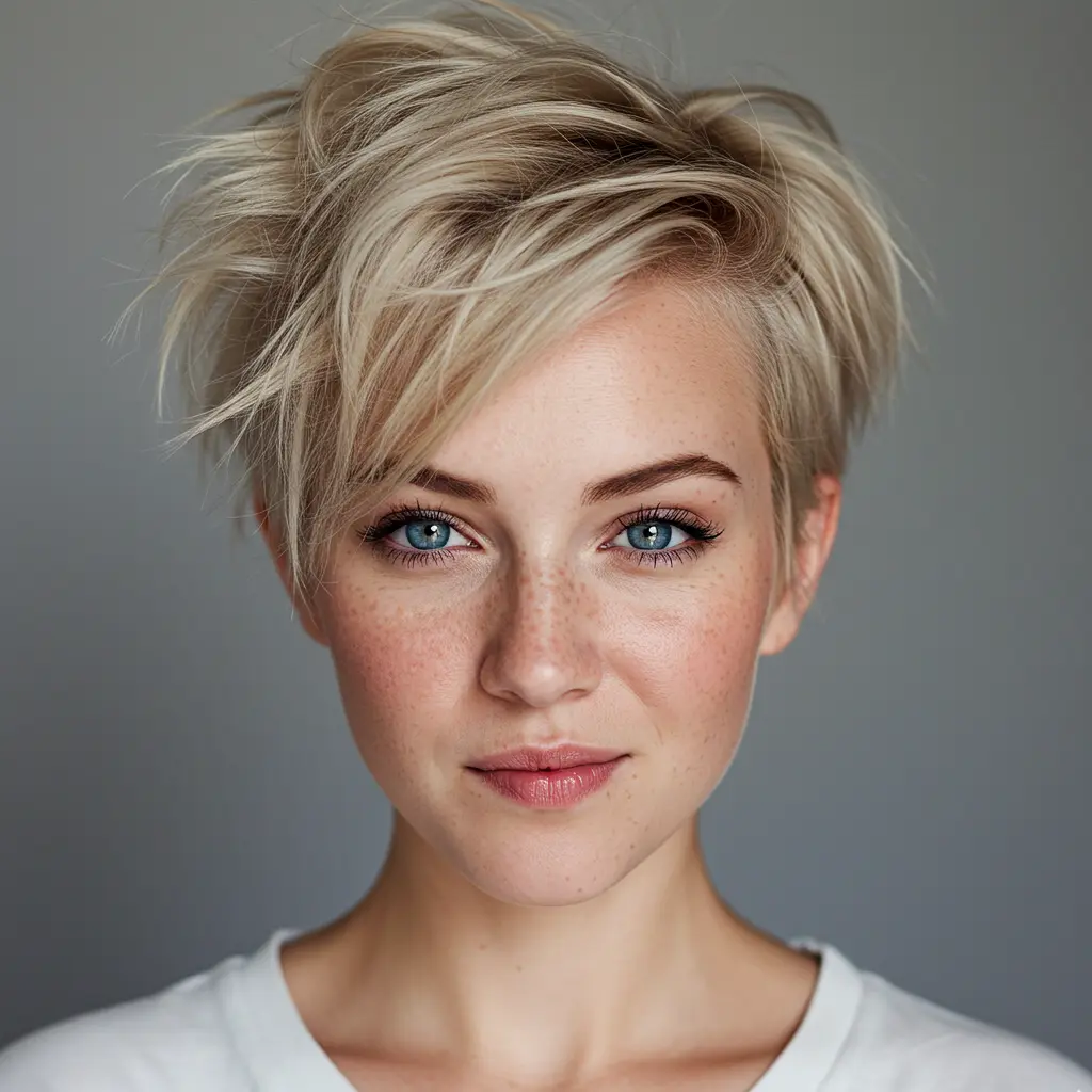 Blonde Messy Long Pixie Cut