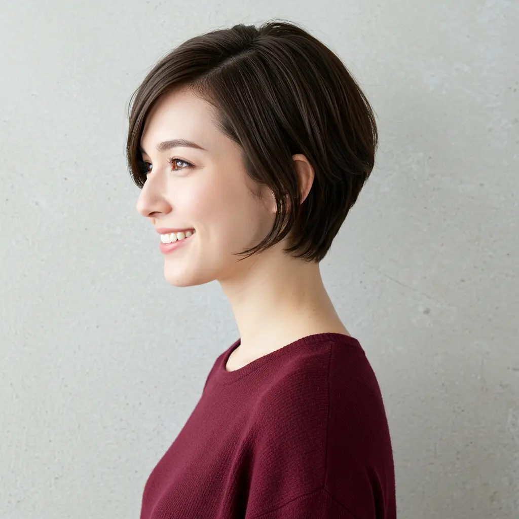 Brunette Pixie Cut for Straight Hair