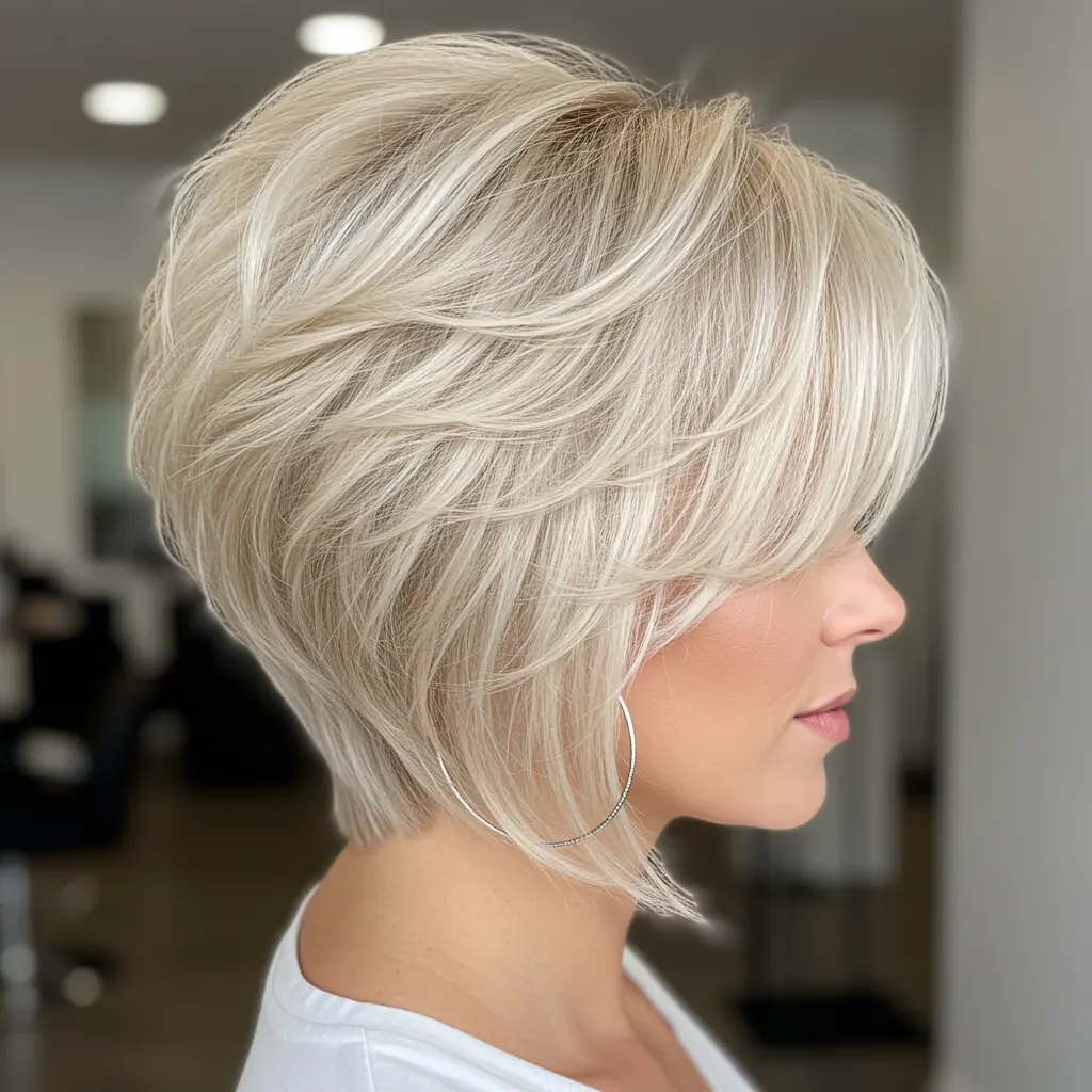 Bright Blonde Pixie with Visible Layers