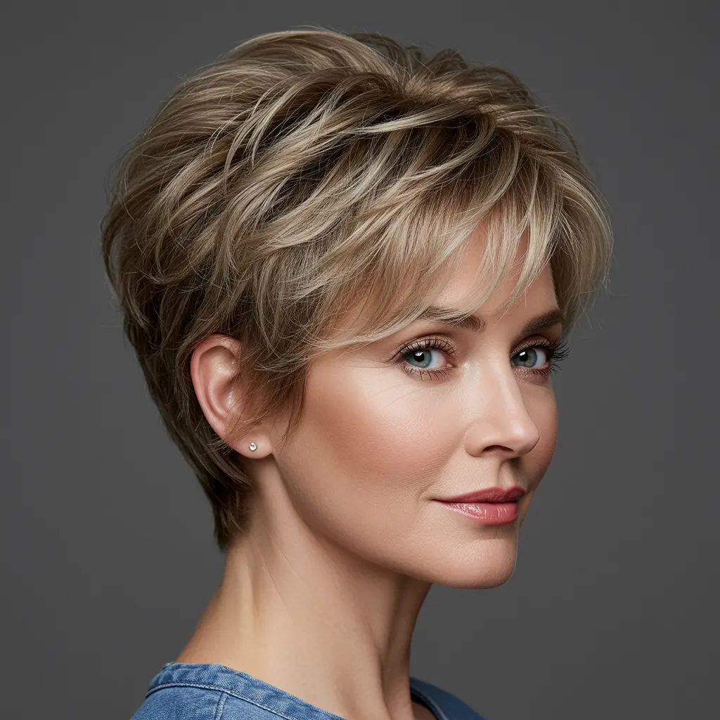 Short Wavy Pixie for Women Over 40