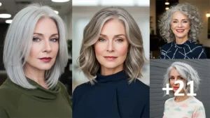 21 Shoulder Length Hair Ideas for Ladies with Grey Hair
