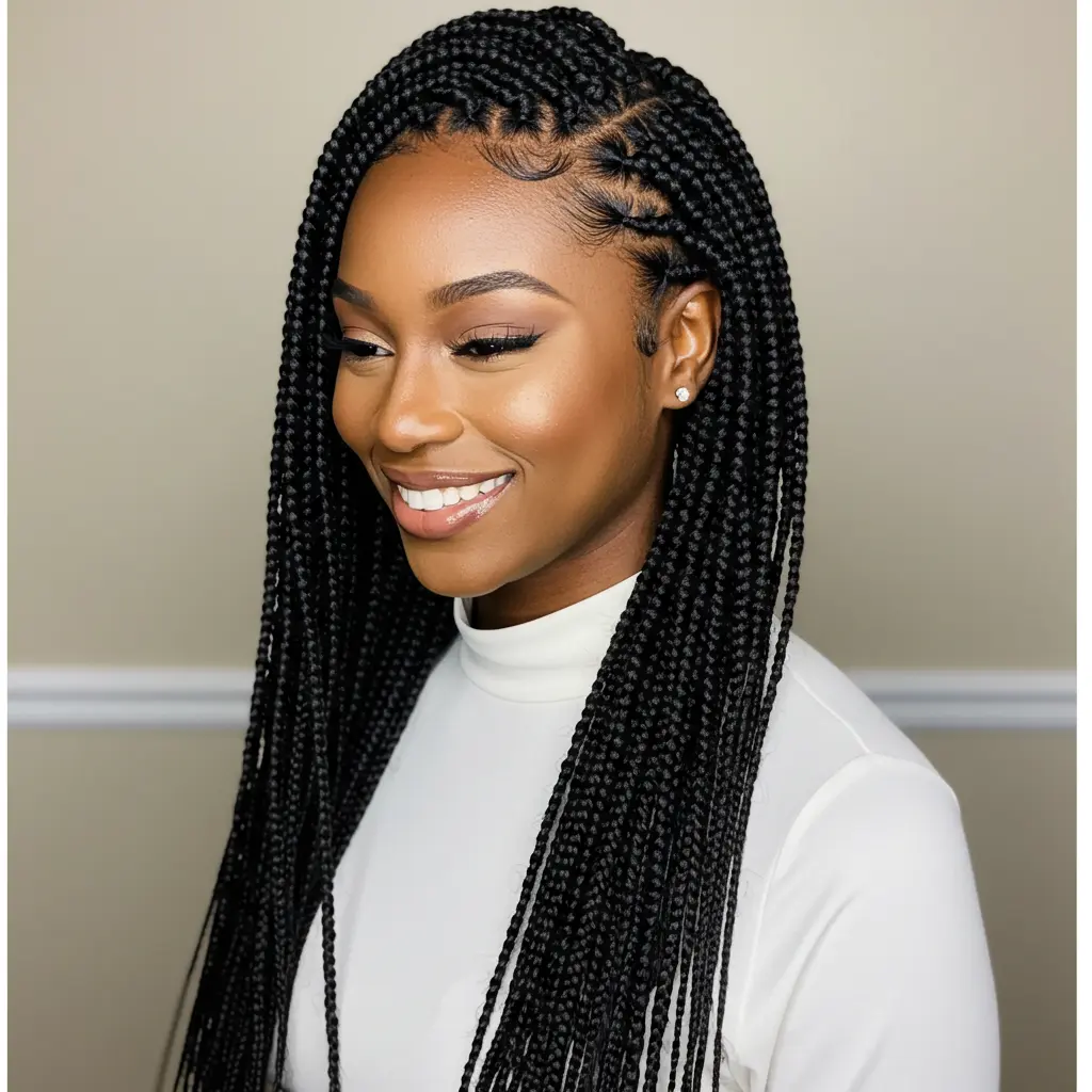 Classic Side-Part Knotless Box Braids