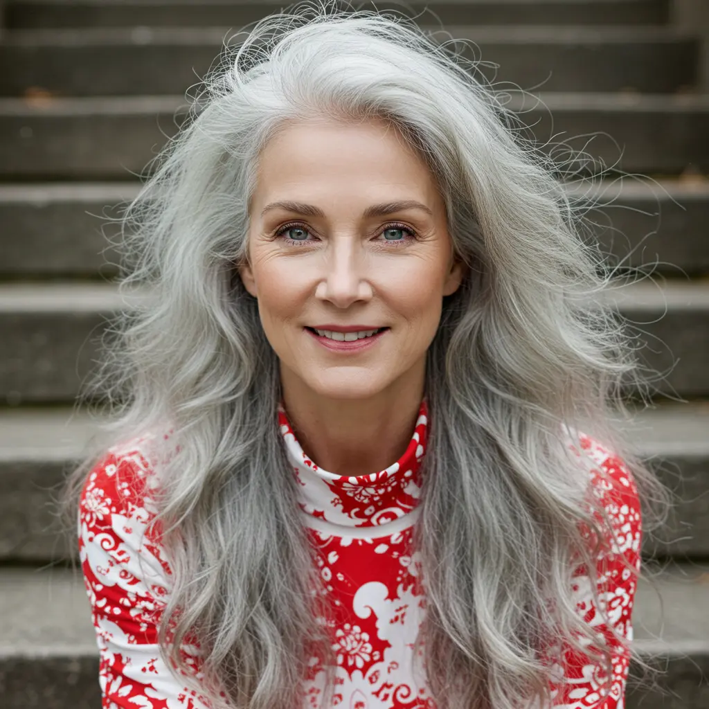 #11 Long Layered Silver Hair