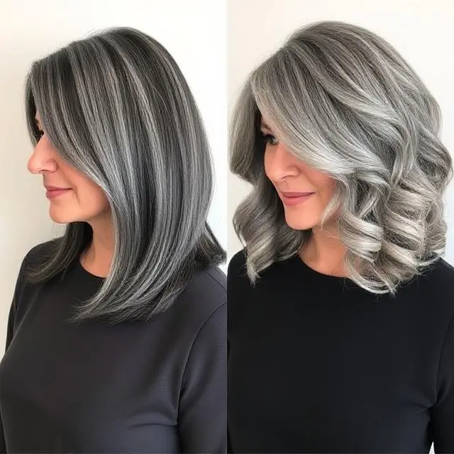 #12 Silver Curled Long Bob