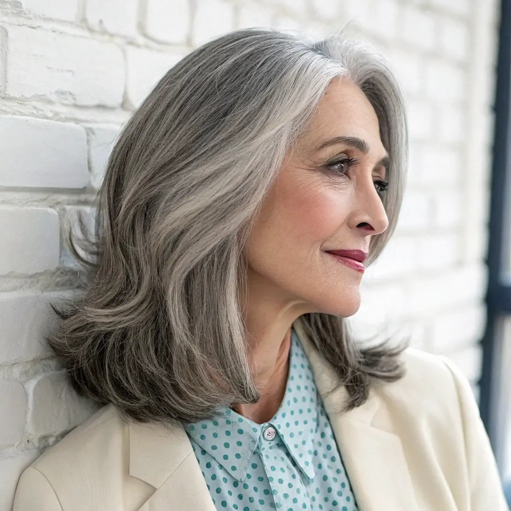 #13 Layered Hairstyle for Gray Hair