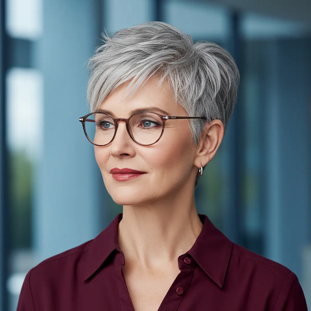 #13 Feathery Pixie Layers with Eyeglasses