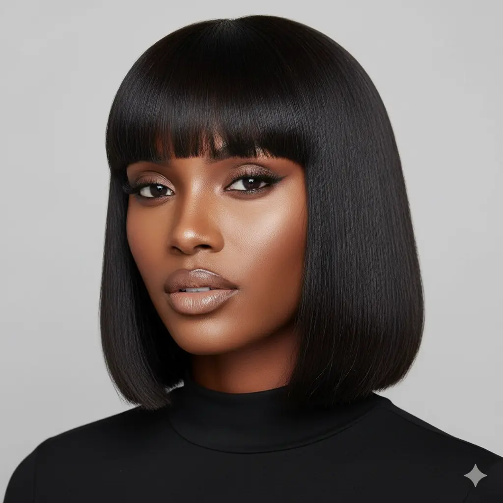 #13 Jet Black Hair with Fringe Bangs