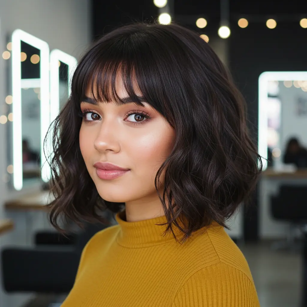 #15 Full Bangs Round Face With Soft Curves