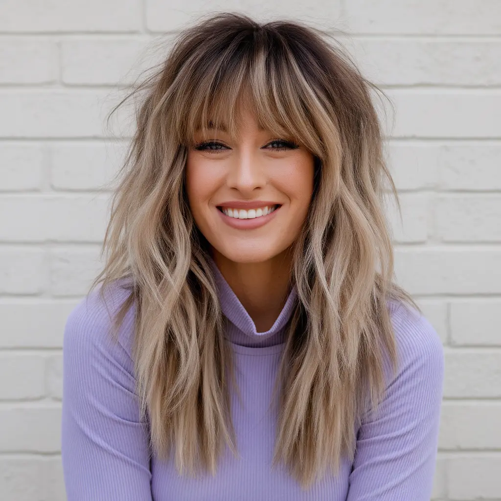 Messy Shaggy Layers and a Curtain Fringe