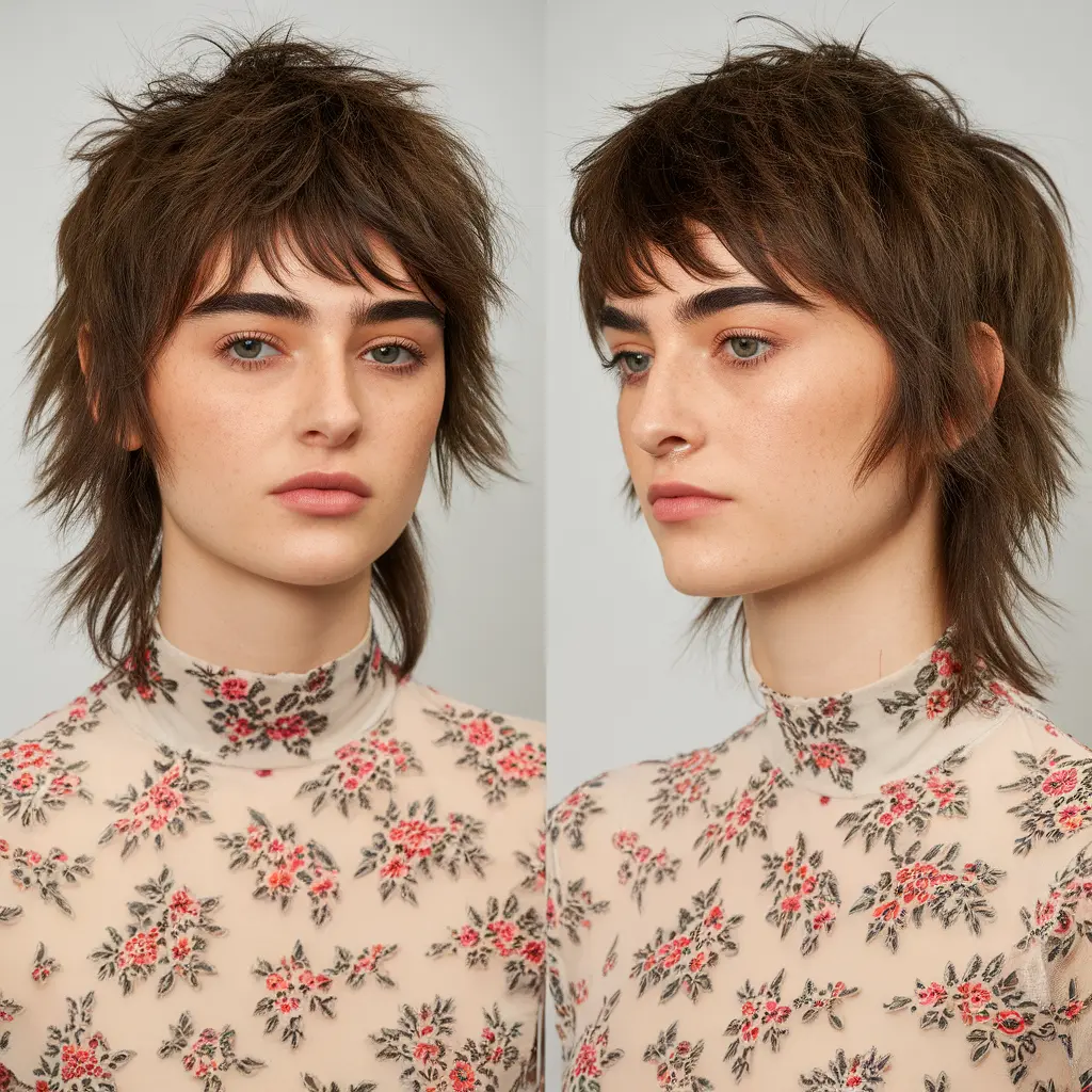 #16 Mid-Length Shaggy Wolf with Textured Bangs