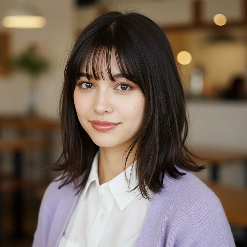 #16 Korean Full Bangs With Smooth Texture