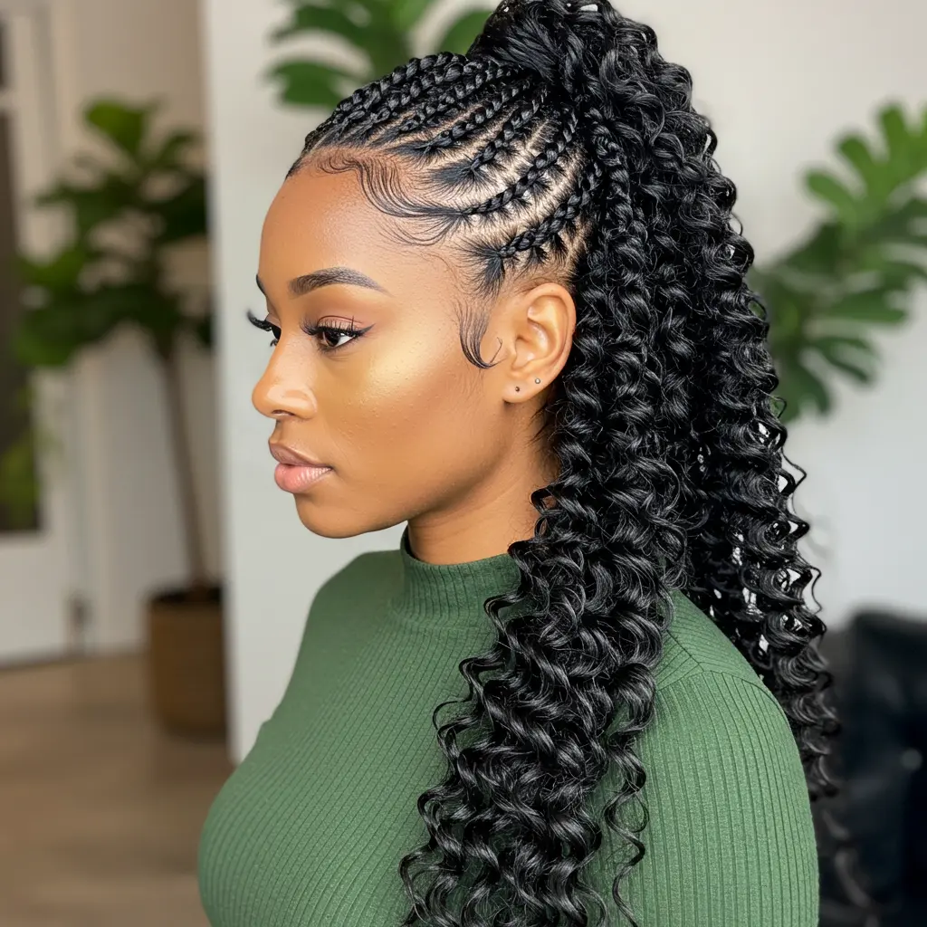 Half-Up Passion Twists with Stitch Cornrows