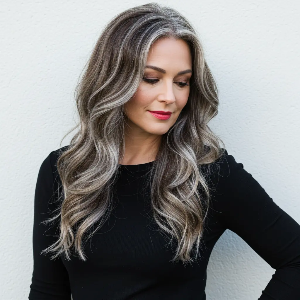 #18 Flattering Curly for Graying Long Hair