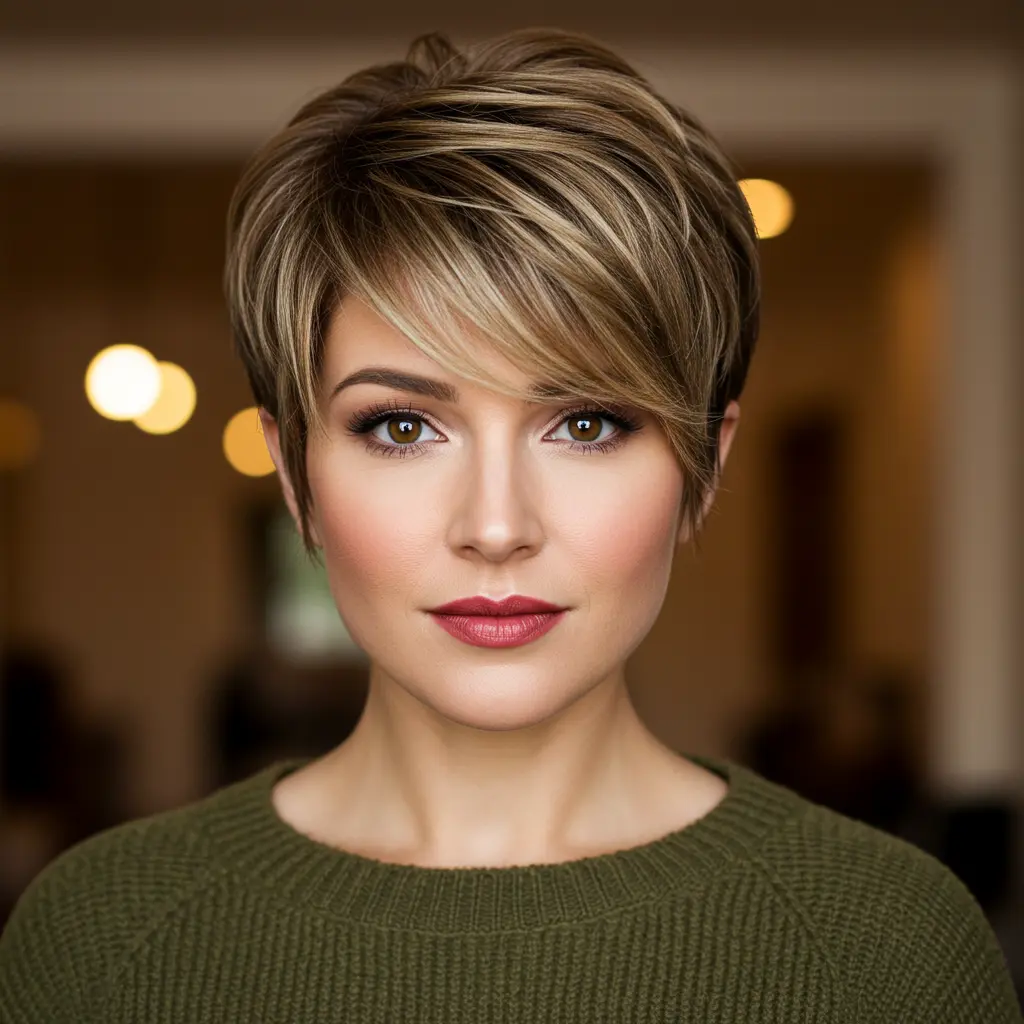 #19 Short Pixie Layers with Side-Swept Bangs