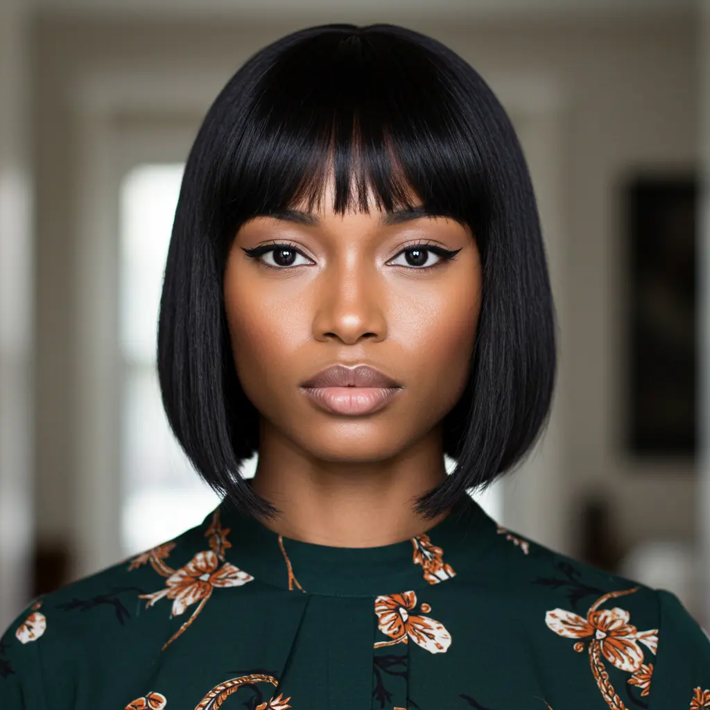 #19 Short Bob With Full Fringe Bangs