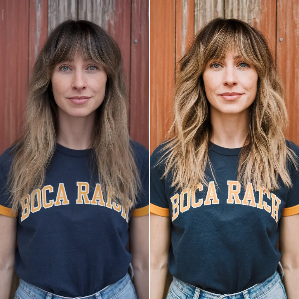 Middle Part Shag with Razored Layers for Fine Hair