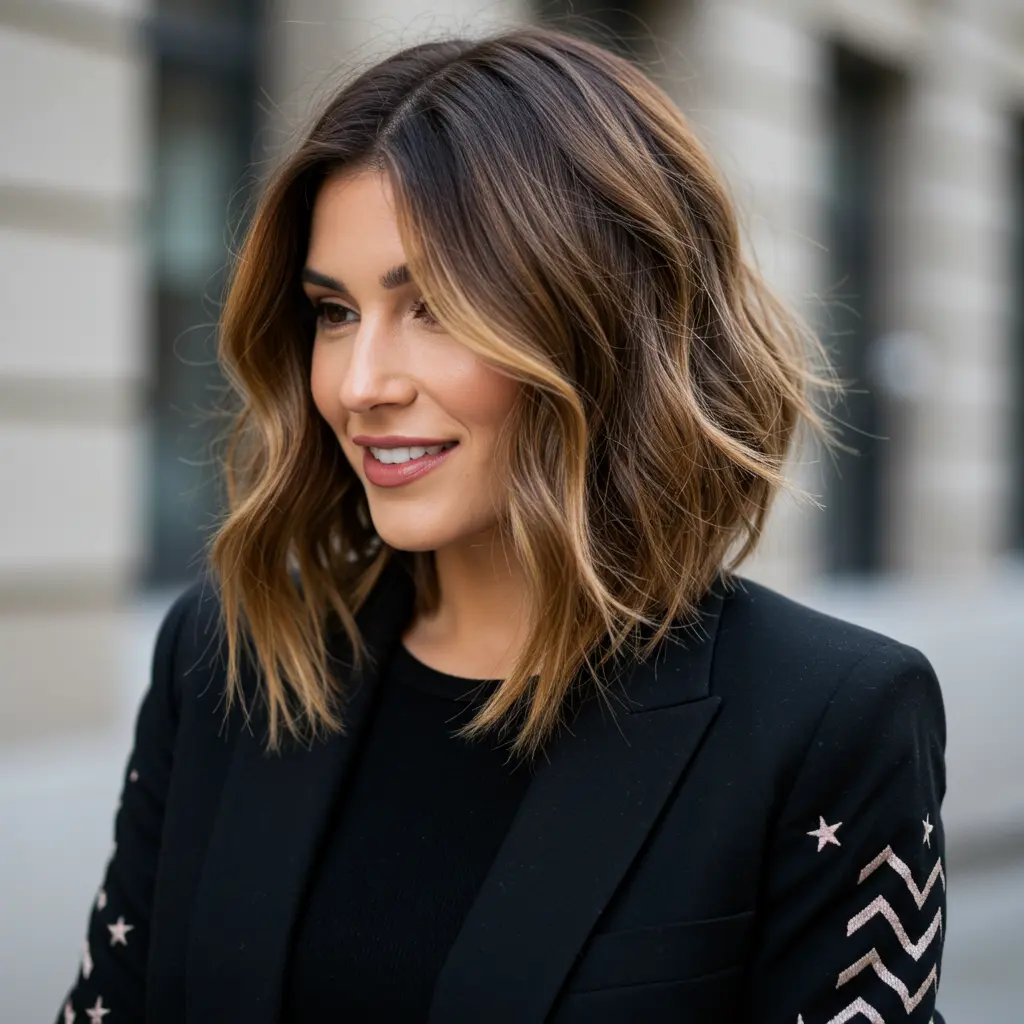 #2 Volumized Honey Lob with Side Fringe