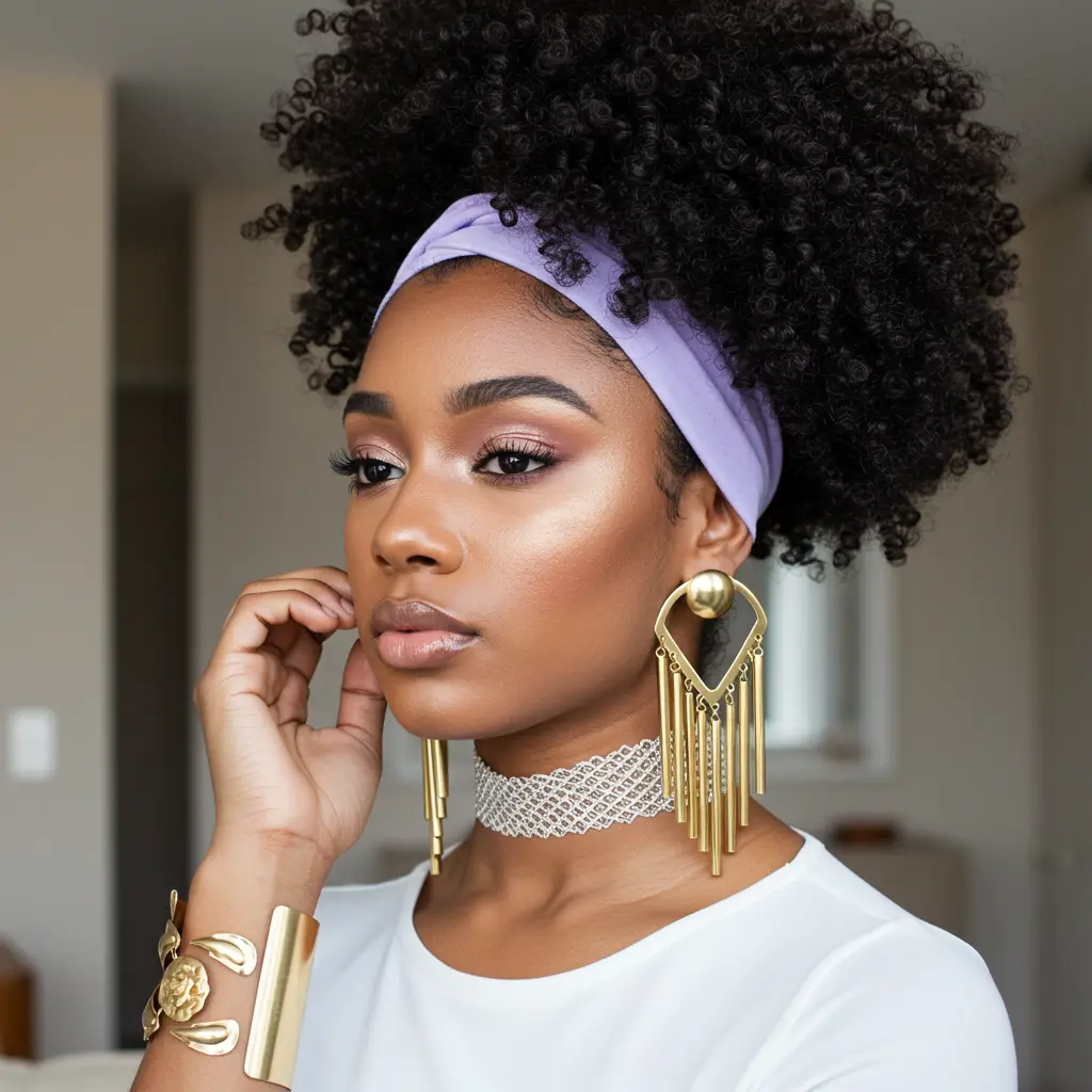 High Puff with Sleek Edges and Headband