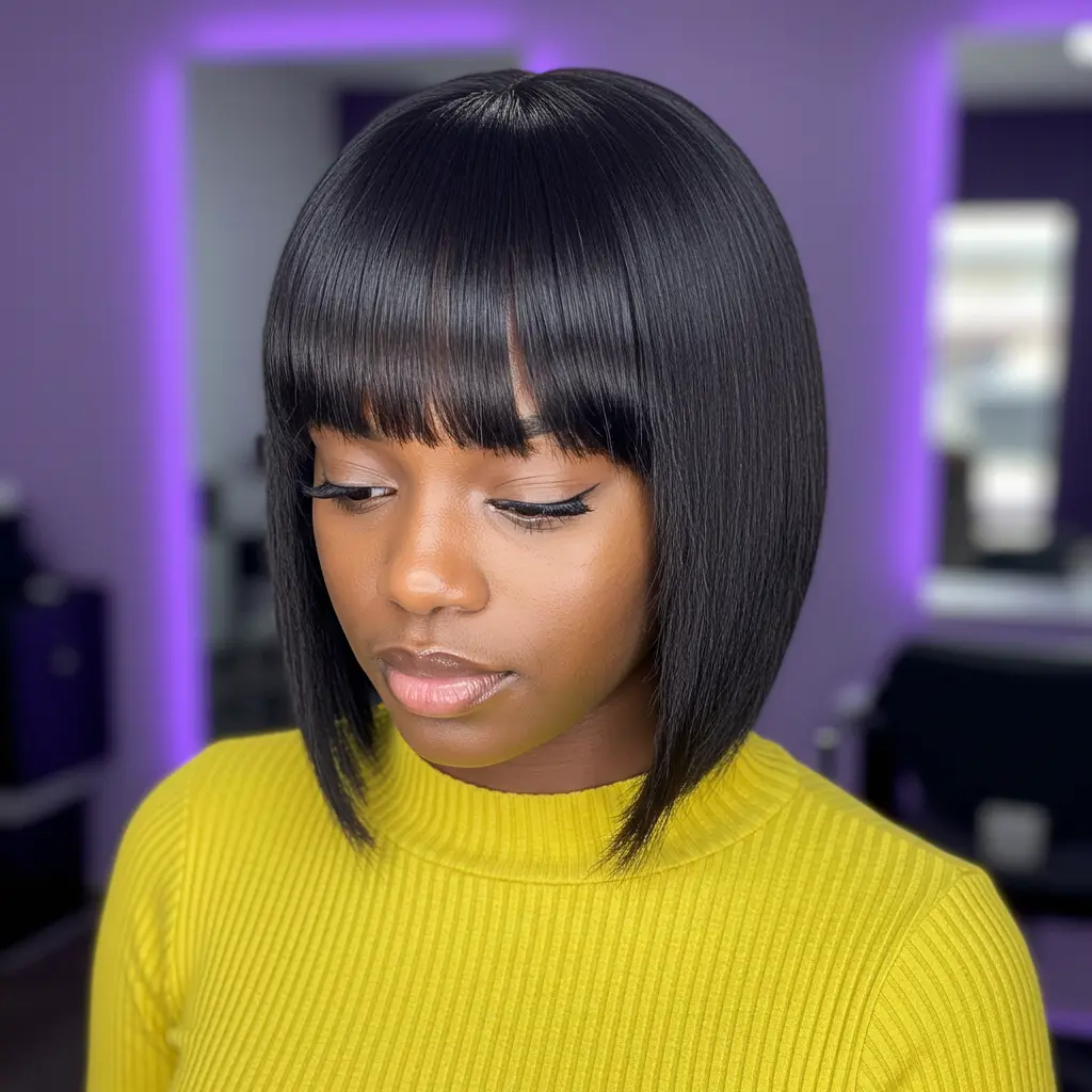 #2 Sleek Blunt Bob with Precise Center Part