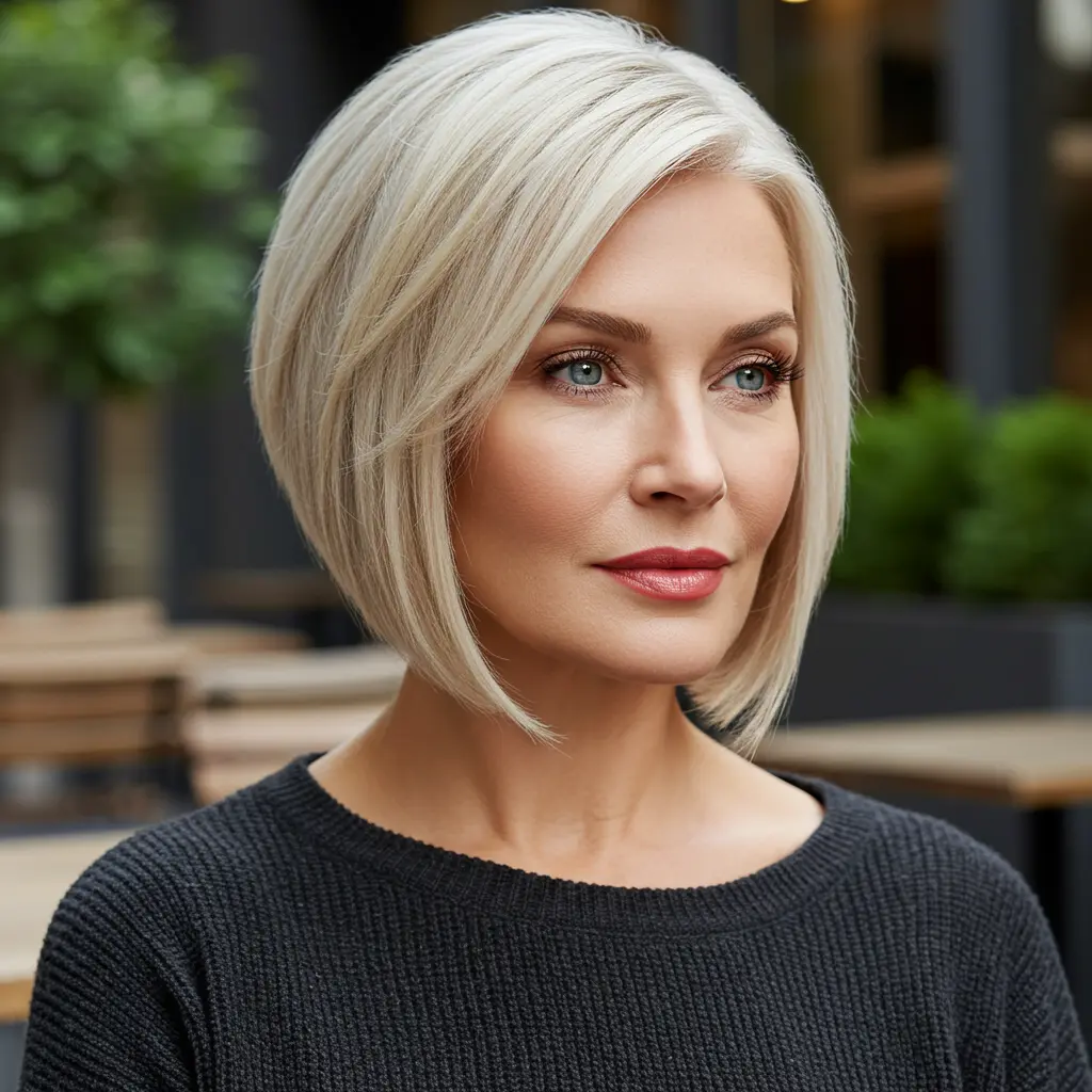 #20 Asymmetrical Bob With Light Blonde Hue